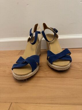 Nine West Royal Blue Espadrille Wedge Sandals